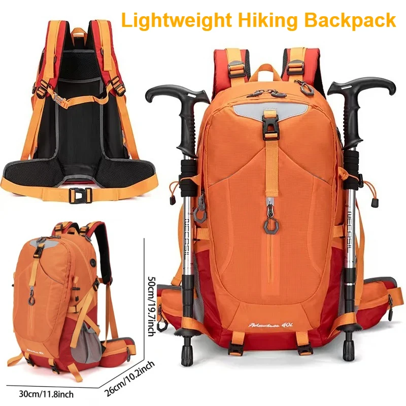 Mochila de Senderismo Impermeable de 40L para Hombre y Mujer, Mochila de Viaje para Camping, Escalada y Actividades al Aire Libre