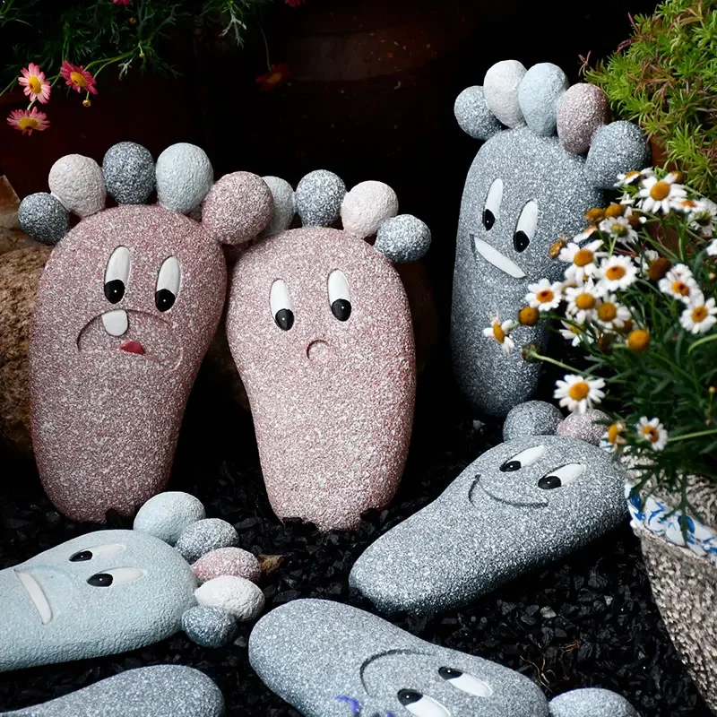 Creative Courtyard Footstep Stone, Cartoon Garden Paving Board, Resin Foot, Lawn Decoration, Outdoor Anti Slip Floor Tiles