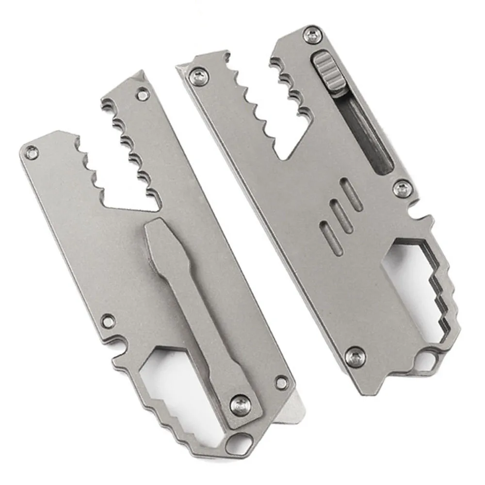 Titanium Small Pocket Knife With Clip Multitool Box Cutter Retractable Keychain Cutting Knife EDC Razor Blades Utility Knives