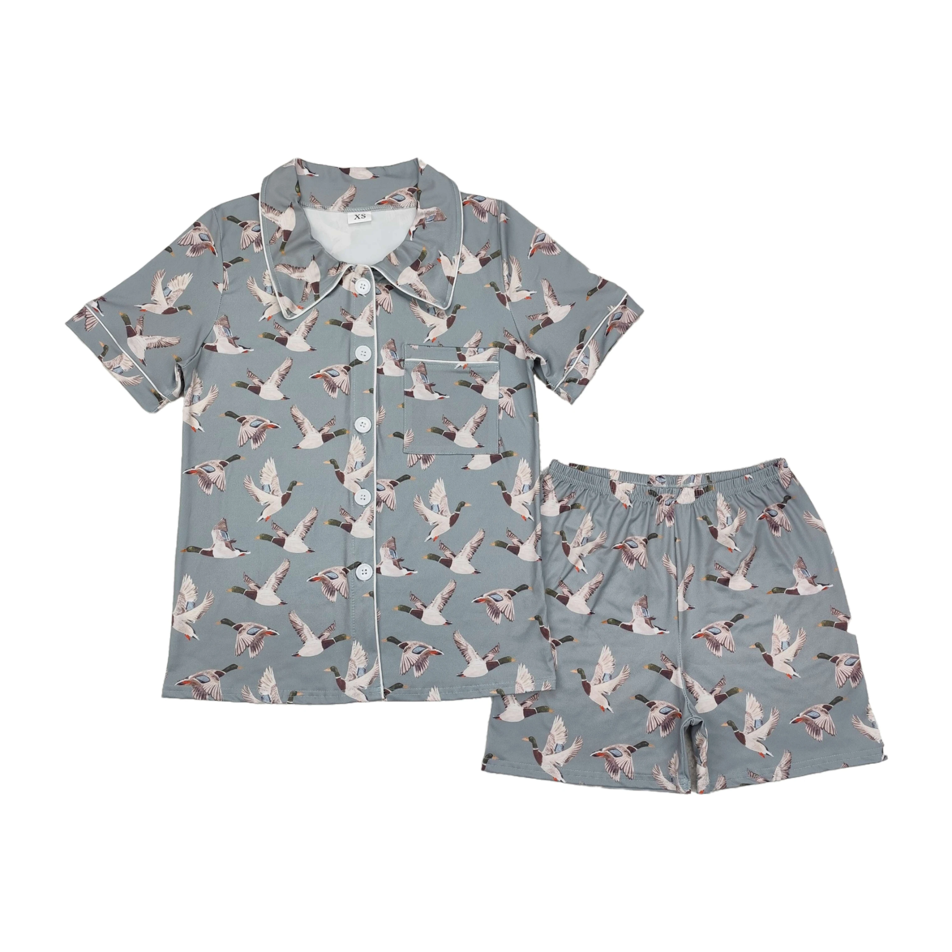 Wholesale Adult Women Pajamas Summer Outfit Woman Duck Camo Nightclothes Short Sleeves Pocket Button Up Sleepwear Set Shorts