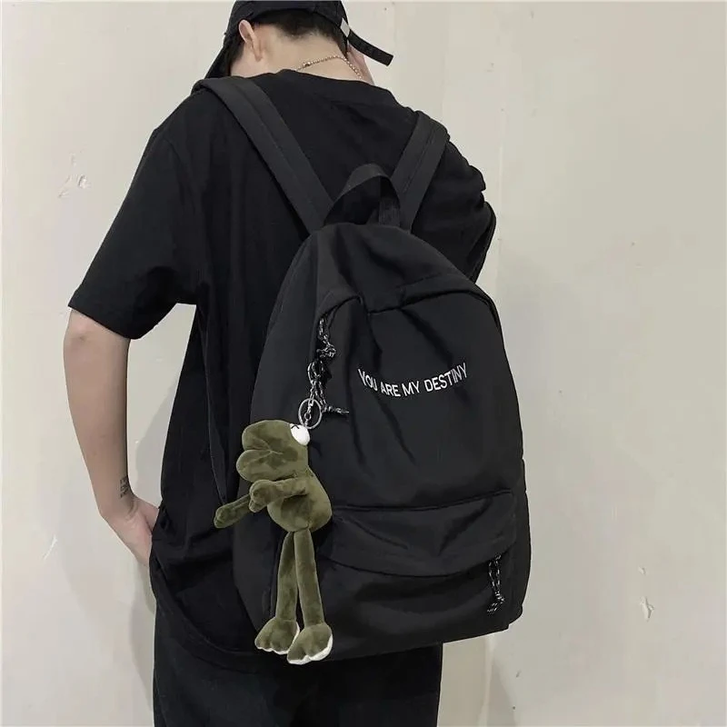 Minimalist Backpack Printed,matched with Frog Pendant,large Capacity School Backpack, Casual Daily Backpack for Men Women - view 5