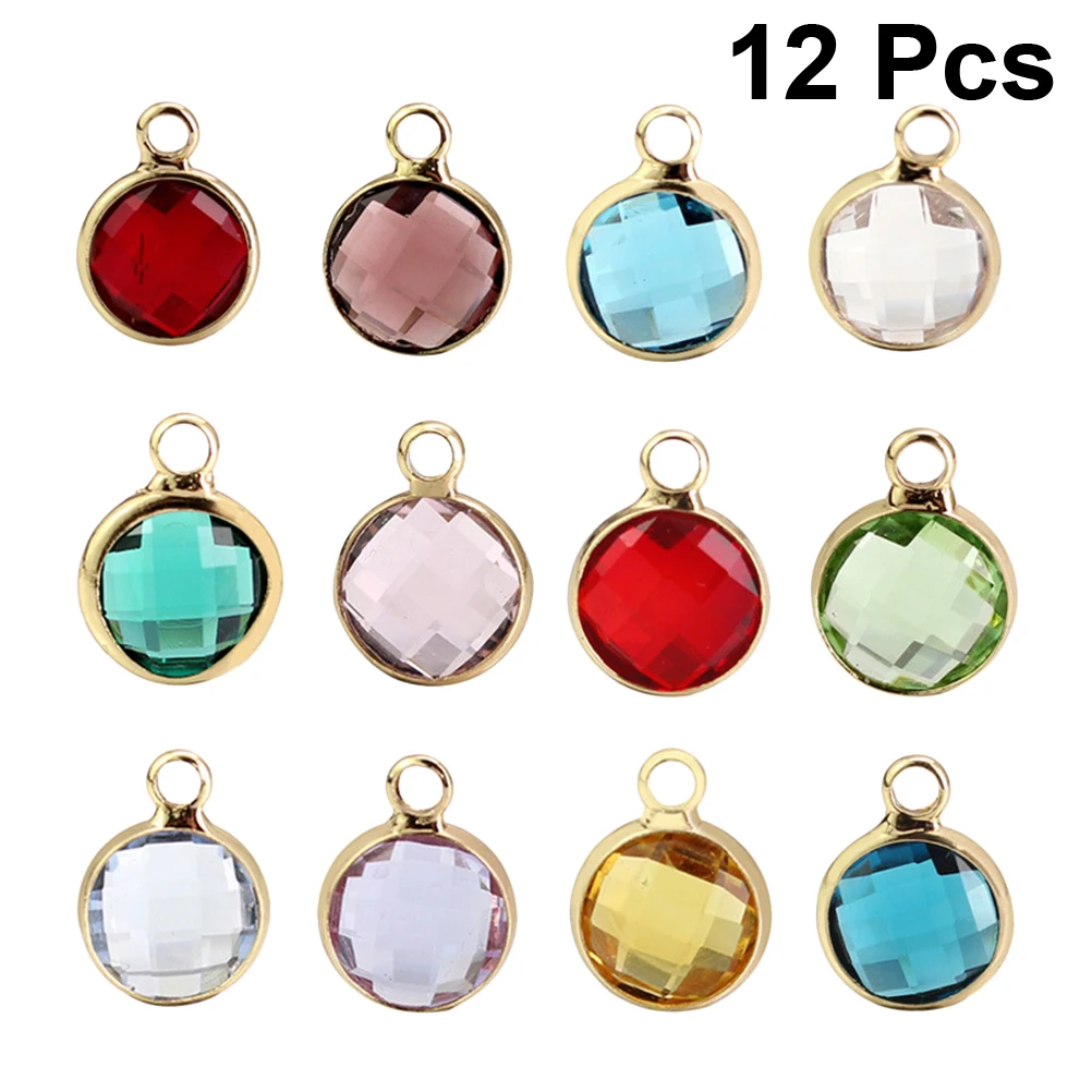 

12 Pcs Crystal Pendant Accessories Colorful Alloy Beads Charm Necklace Making DIY Jewelry Pendants Bracelet Earrings Project