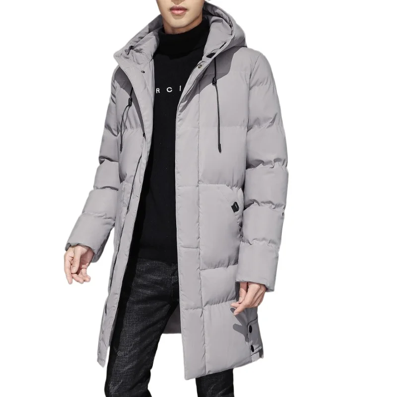 Manteau Long rembourré en coton de haute qualité, chaud, Simple, couleur unie, Look fin, haute tendance, tissu de toutes qualité, Parkas confortables pour hommes