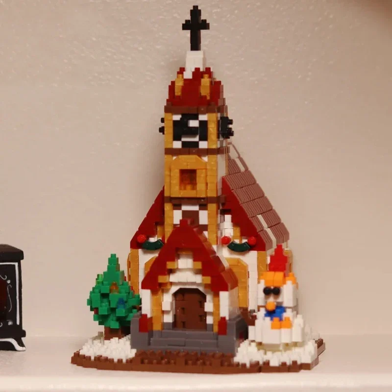 Lboyu-bloques de construcción de arquitectura mundial para niños, juguete de ladrillos para armar iglesia, Palacio, muñeco de nieve, árbol, sin caja, 8419A