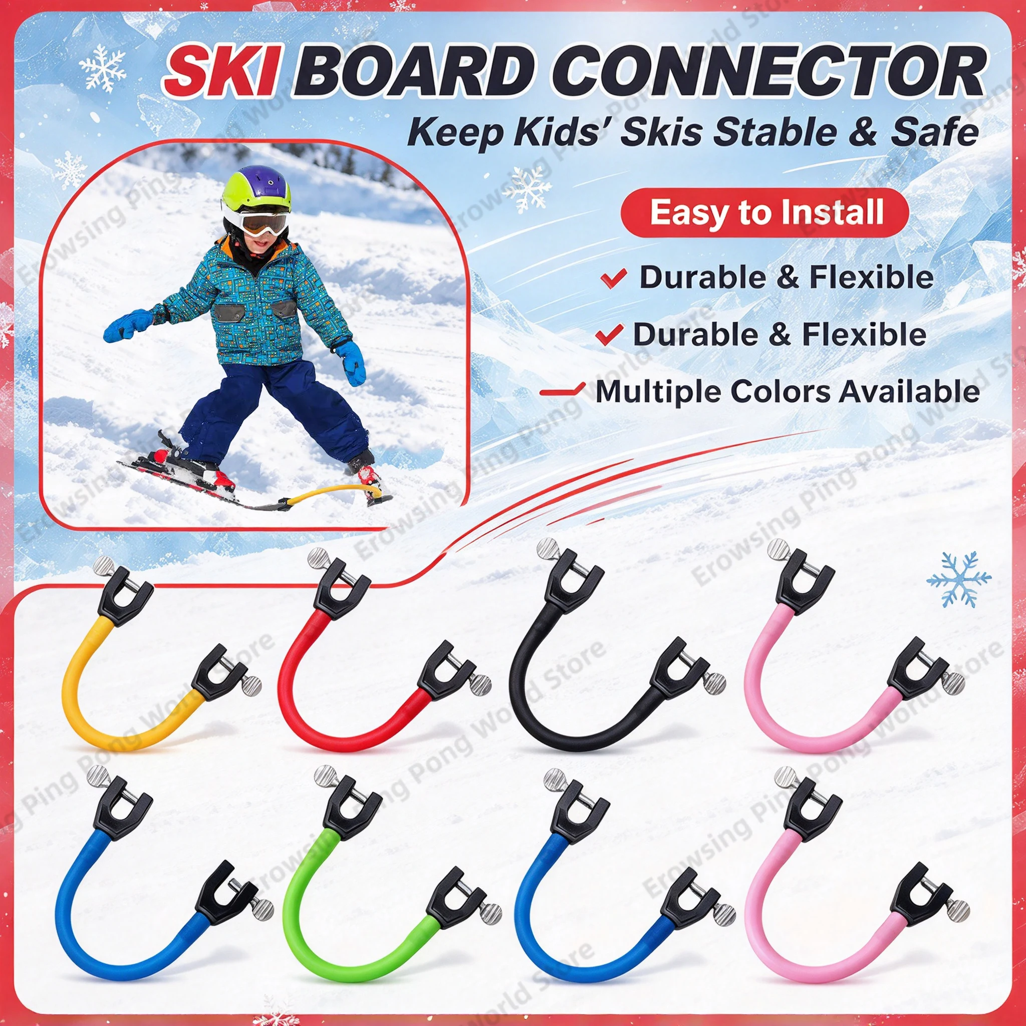 Ski Wedge Aid Ski Tip Connector Kids Ski Training Aid Fixer Sled Accessories for Beginner Winter Sports Skiing Equipment