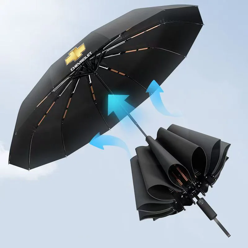 

24-Rib Strong Fully Automatic Umbrella Folding Rain Umbrella For Chevrolet Spark Captiva Cruze Tracker Orlando Trax Epica Nubira