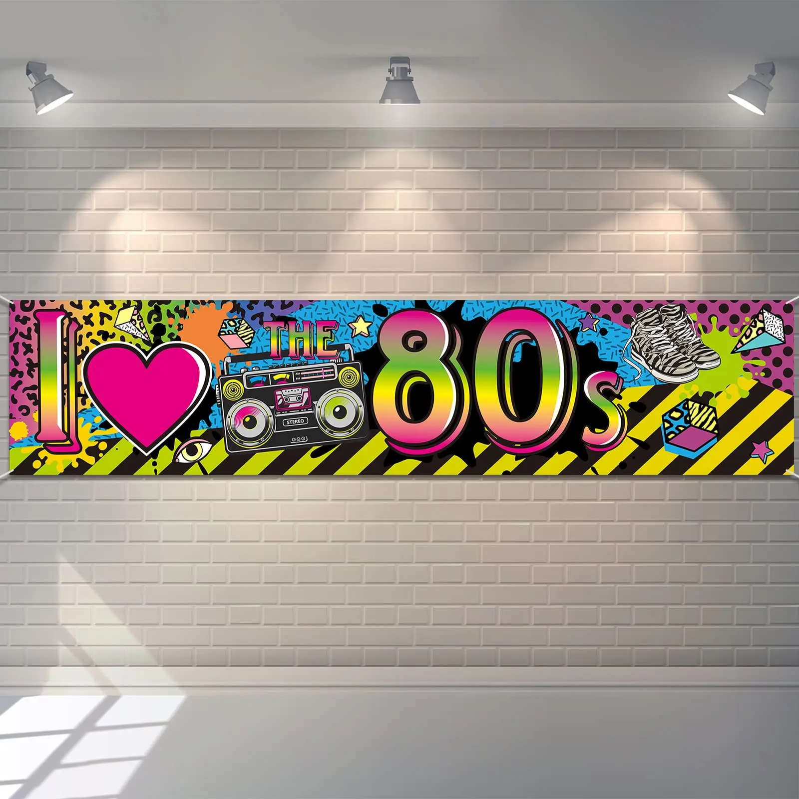 80s Party Decorations Banner I Love 80s Banners 1980s Hip Hop Yard Sign Photo Backdrop Birthday Party Supplies Indoor Outdoor