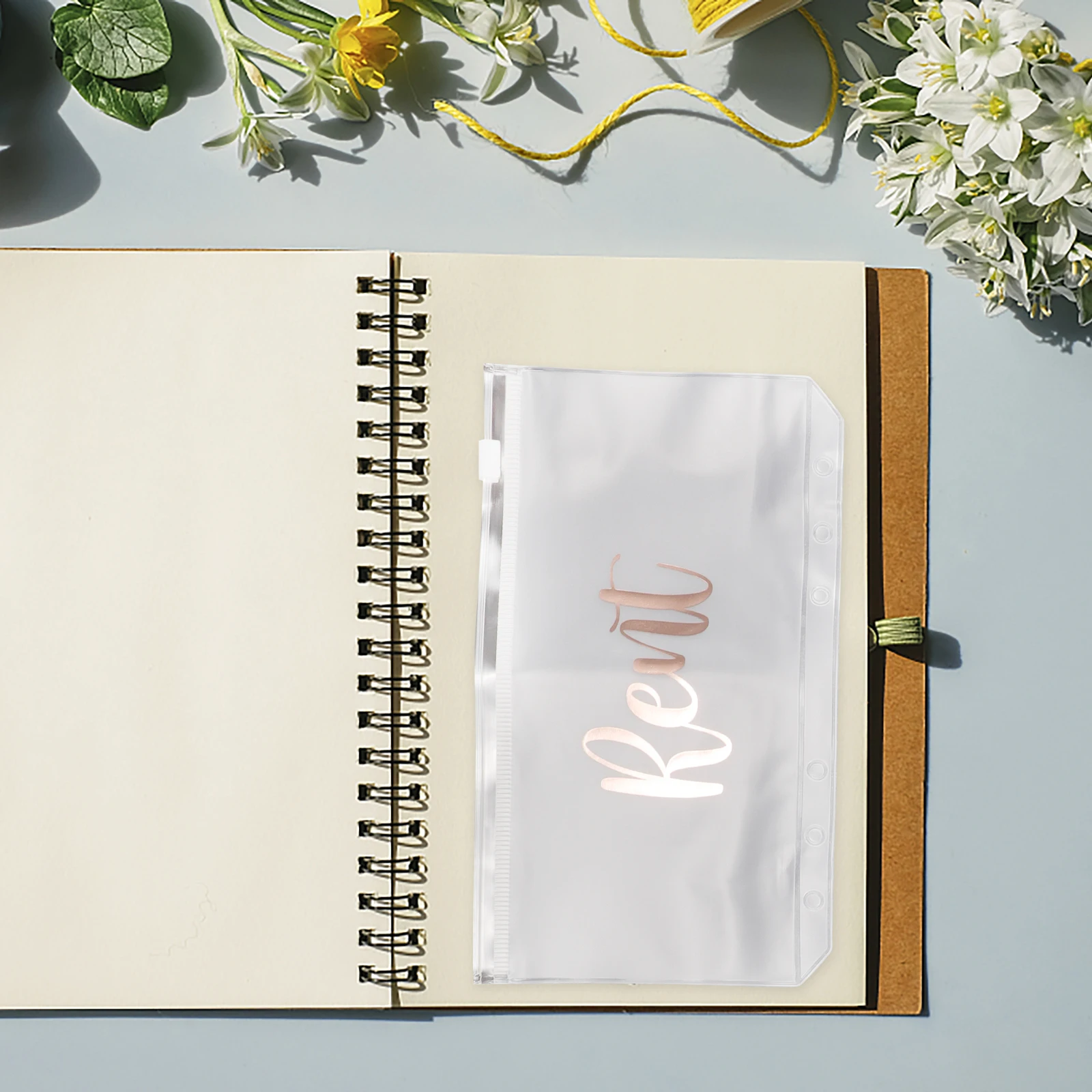 

10Pcs Cash Budget Binder Pockets 6-Hole Plastic Folder Loose Leaf Bags for Documents Receipts Bills Office Binder Divider