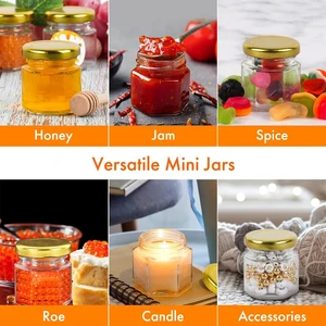 Hexagon Glass Mini Honey Gläser mit Aufklebern, Daucherbonbonflaschen, Hochzeitsfeier, Babyparty -Gefälligkeiten für Gäste, 1,5 Unzen, 12Pack 10 Haupthonigglasverkäufe - №8