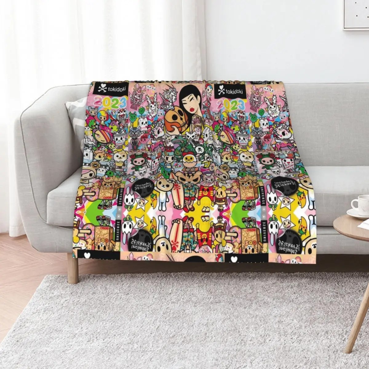 

donutella and his friends unicorns mofia collaboration Throw Blanket Winter beds Thermal Decoratives Large Blankets