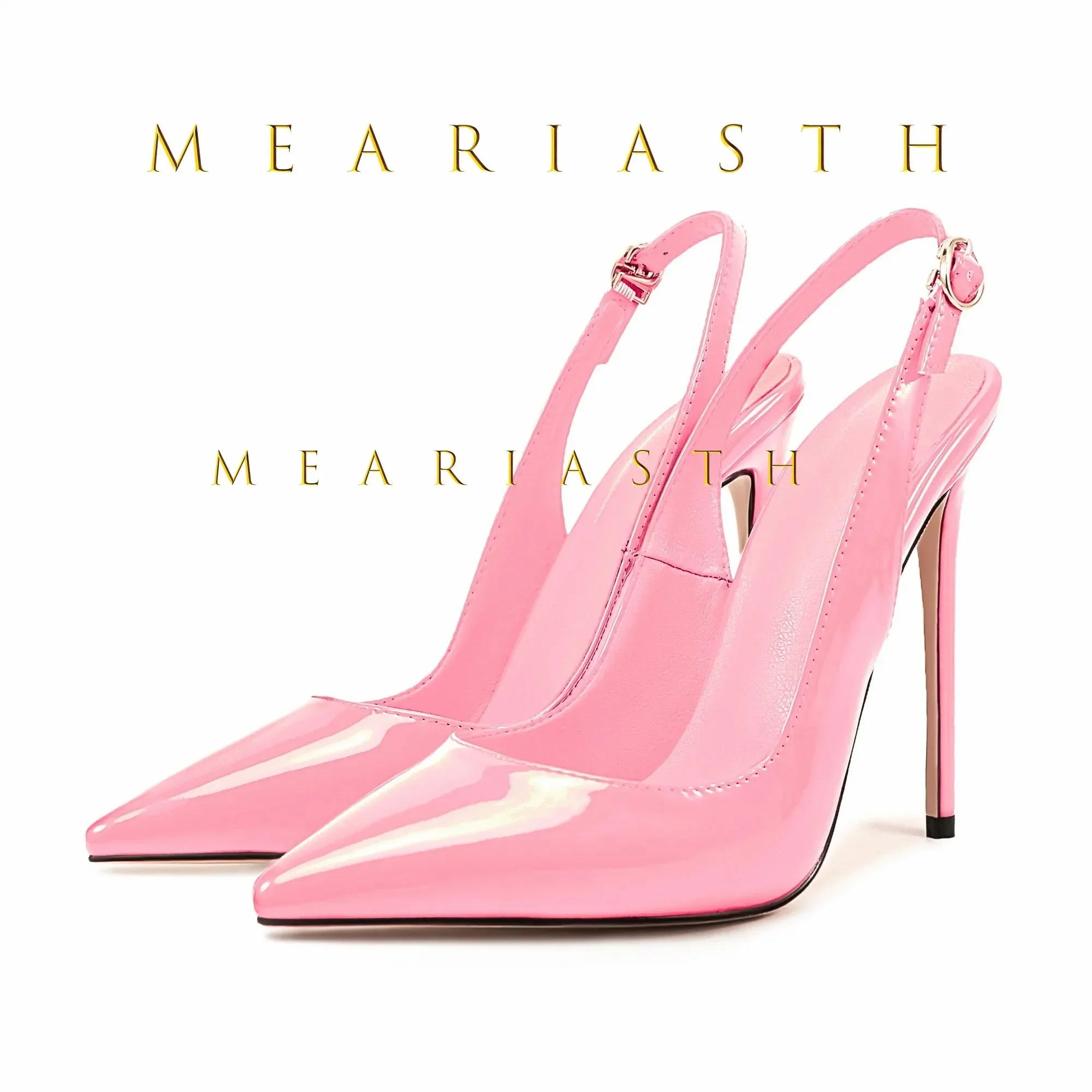 

Красные женские сандалии из лакированной кожи с острым носком, туфли на шпильке с пряжкой и ремешком, дышащие однотонные женские туфли-лодочки