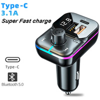 Car Charger Dual USB FM Transmitter Bluetooth Adapter Wireless Handsfree Stereo Mp3 Player Colorful Lights FM Modulator