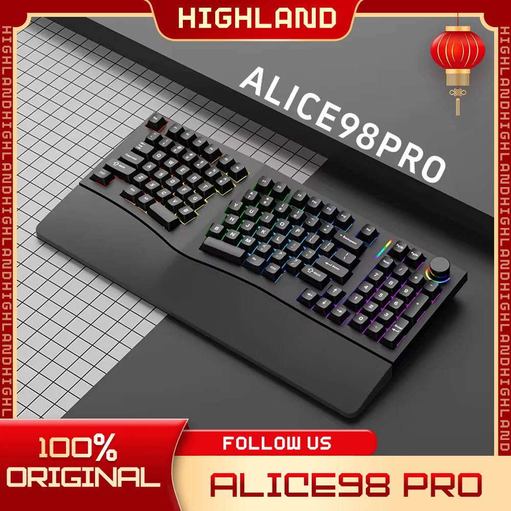 Feker Alice98pro Keyboard Rgb Wired/Wireless Ergonomics Gaming Mechanical Keyboards Hot-Swap Custom Support VIA QMK Keyboard PC