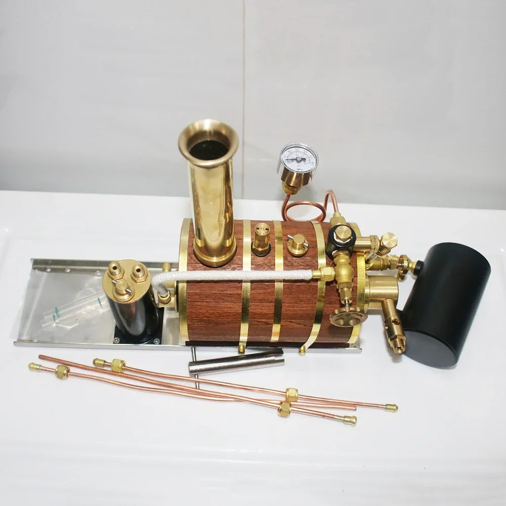 Steam Engine 0.4 MPA Horizontal Brass Steam Boiler with Safety Valve Pressure Gauge Boiler for RC Car and Boat Model Toys Gifts