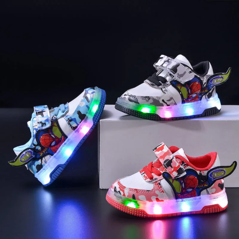 

Disney Cartoon Kids Basketball Soft Shoes Waterproof Leather Boys Girls Sneakers Magic Buckle Non-slip Children Running Shoes