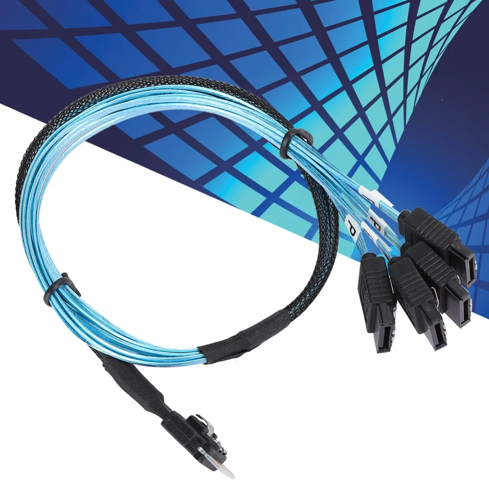 Reliable 12Gbps SFF8654 to 4 x Satas Cable 38p High Speed Connecting Line Server Data Transmission Cable Hard Disk