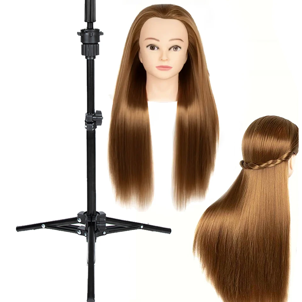 

Simnient Human Mannequin Head&Stand with Brown for Styling, Braiding, DIY Wigs - Unisex Professional Hair Stylist Training Tool