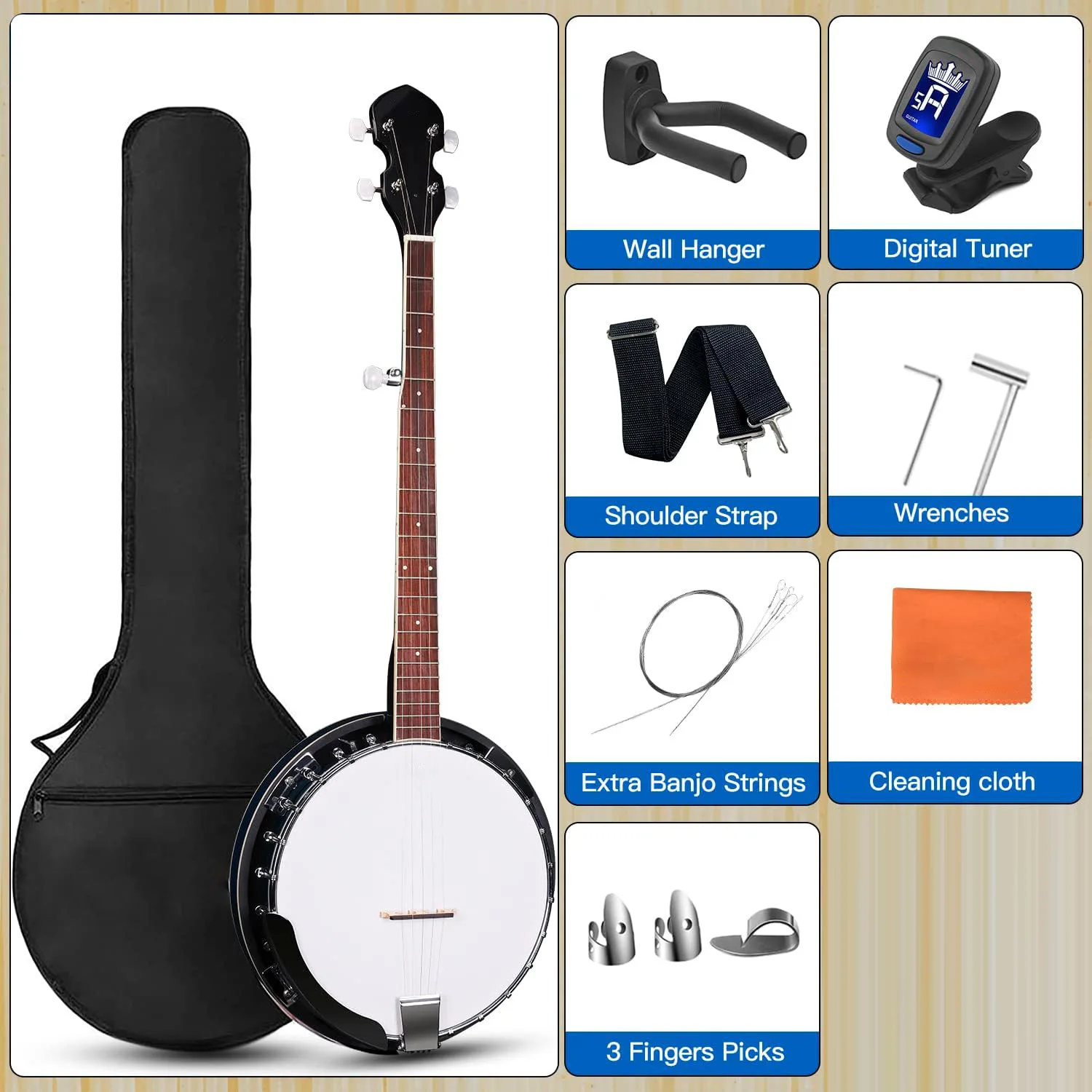 

Black Walnut Fingerboard Five-string Banjo Performance Props National Instrument