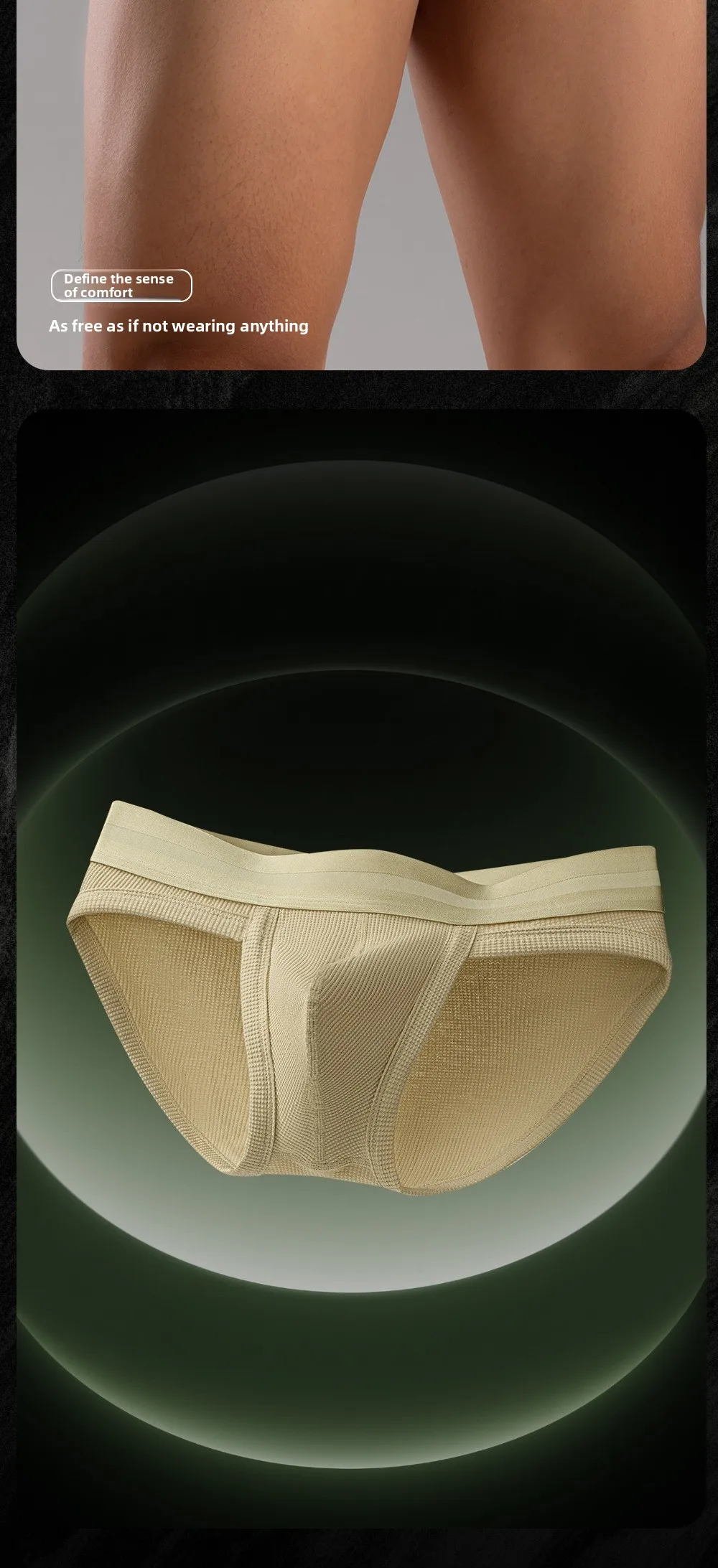3pcs Sexy Men Waffle Cotton Briefs with Raised Bag Support Pouch With Hole U Spacious Separate Crotch Breathable Anti-sweat