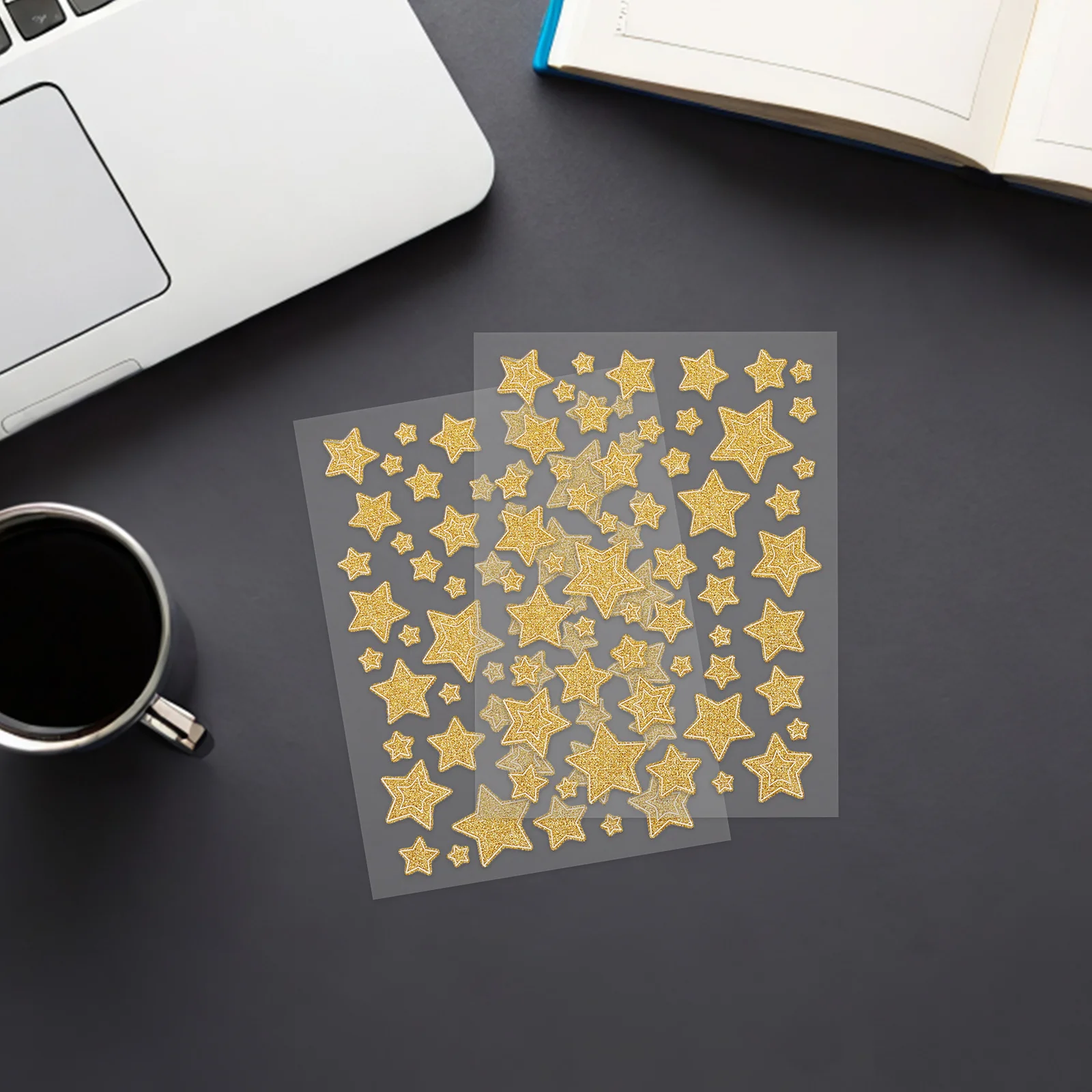 10 Sheets Reward Stickers Holographic Small Star Self-Adhesive Glitter For Motivational Chart Classroom Praise