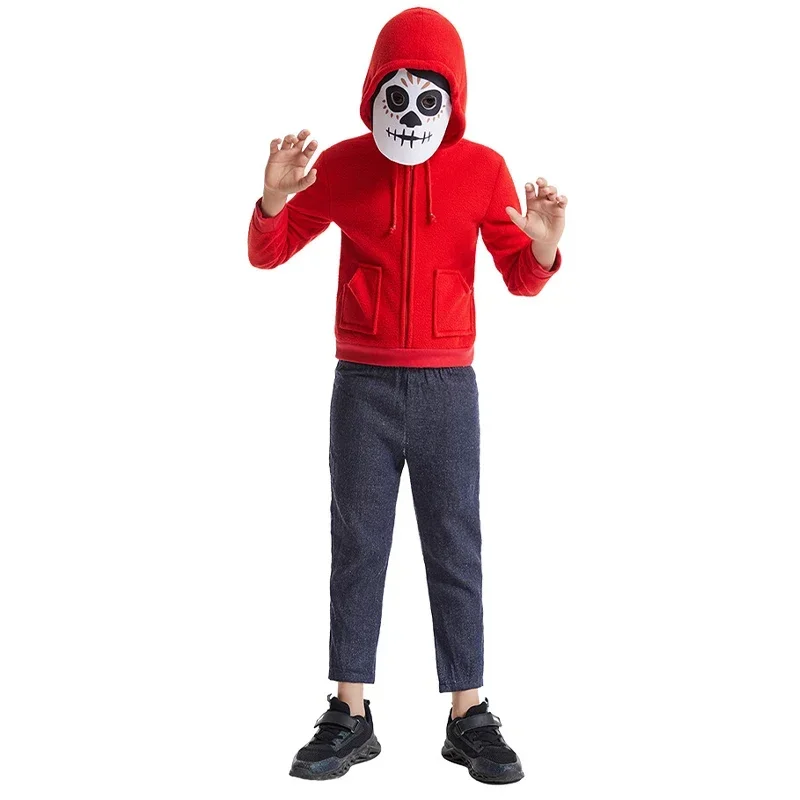 Unisex boys skull jacket pants mask set Halloween costume Coco Miguel costume for kids