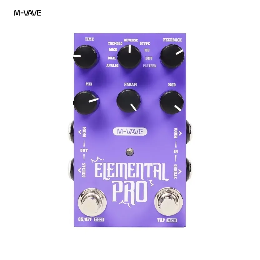 m-vave-elemental-pro-stompbox-de-delay-stereo-pour-guitare-9-types-de-delay-analogique-inverse-ice-lofi-tap-tempo-mash-infinite-hold-stereo