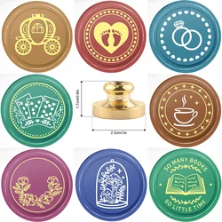 Wax Sealing Stamp Heart/Ring/Flower/Book/Mushroom/Coffee/Carriage/Card Pattern 25mm Removable Brass Head for DIY Decoration Card