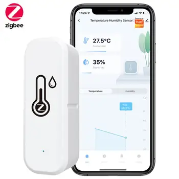 새로운 업그레이드 Tuya ZigBee 습도 온도 센서 APP 원격 실시간 감지기 스마트 홈은 Alexa Google 홈과 함께 작동합니다.