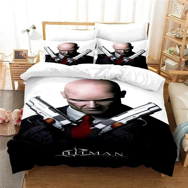 Luxury New 3D Print Game Hitman Killer Bedding Set Boys Girls Twin Queen Size Duvet Cover Kids Adult Fashion Home Textileextile