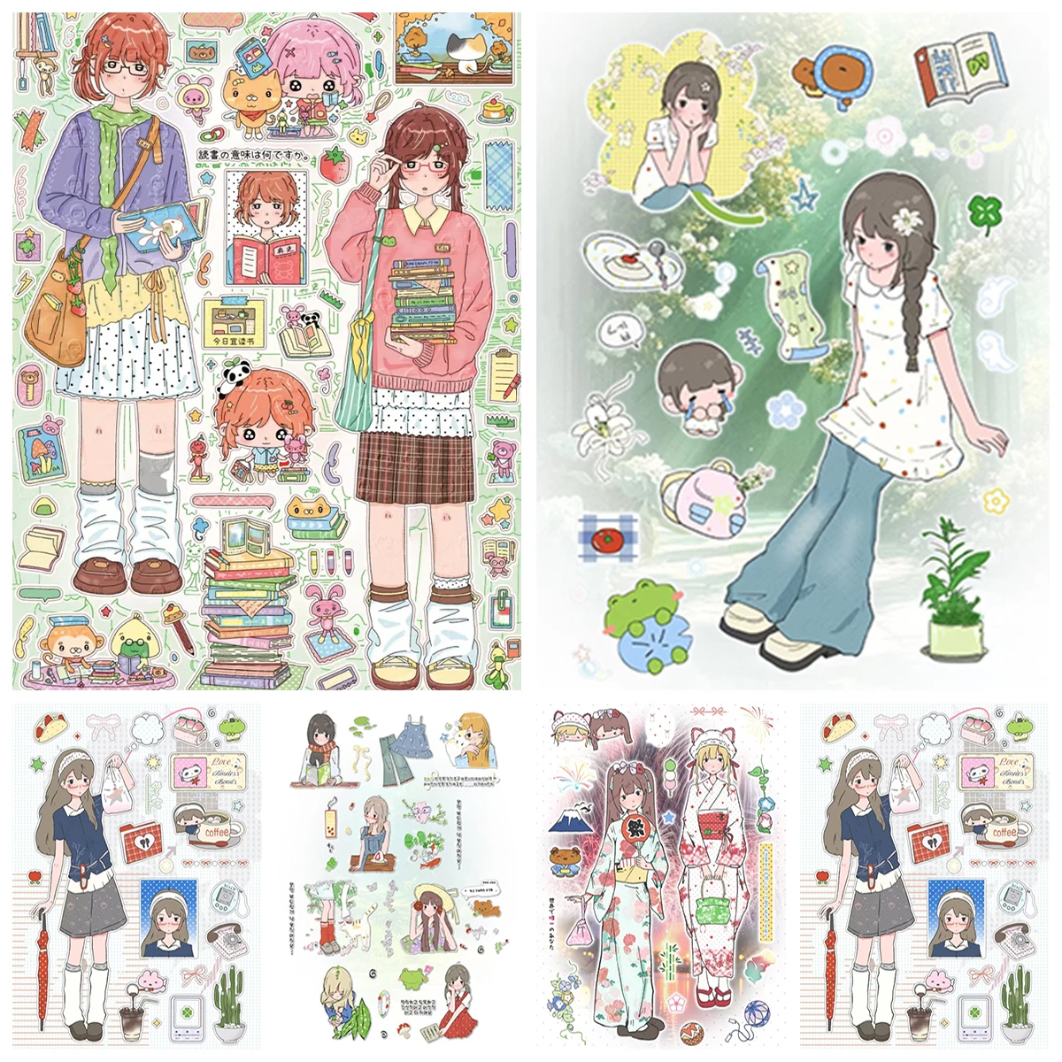 

Character cartoon set DIY digital oil painting life aesthetic colorful handmade painting home wall decoration gift