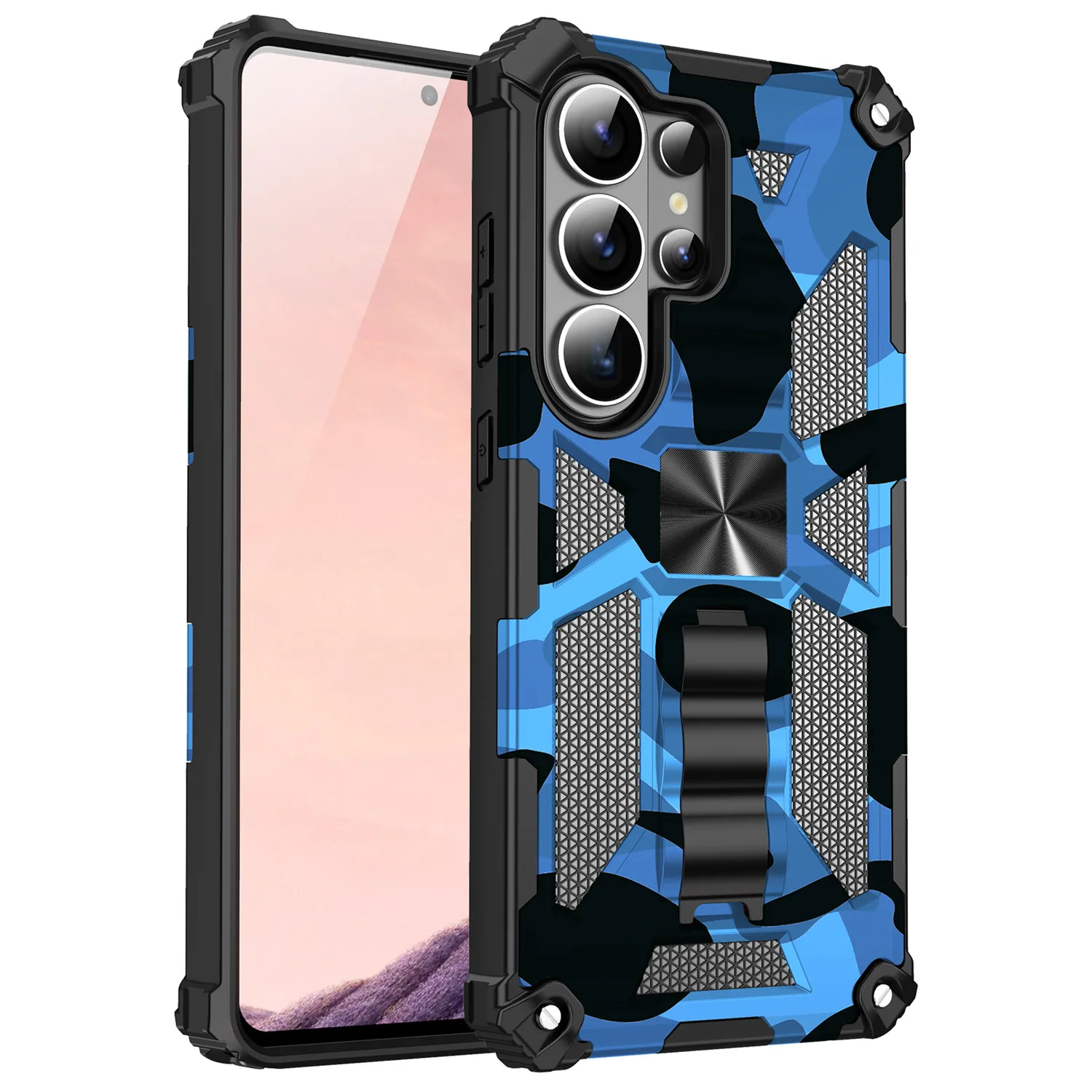 Tarnmuster Anti-Schock-Hülle für Samsung Galaxy S26 Ultra S25 FE S24 A56 A16 A17 A37 A57 Militärische Rüstung mit Integriertem Ständer – Detail 7