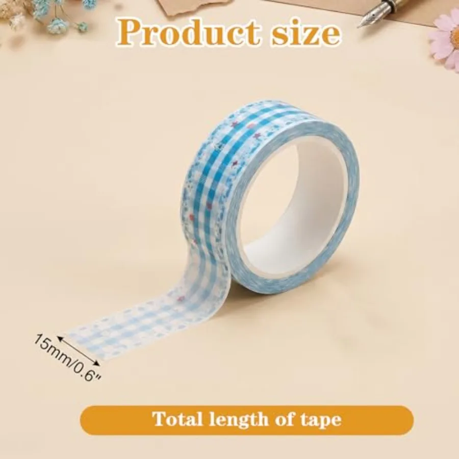 3PCS Cute Washi Tape, Lace Checkered Floral Washi Tape, Japanese Style Masking Tapes Decorative for Arts DIY Crafts Journal Sup view 2