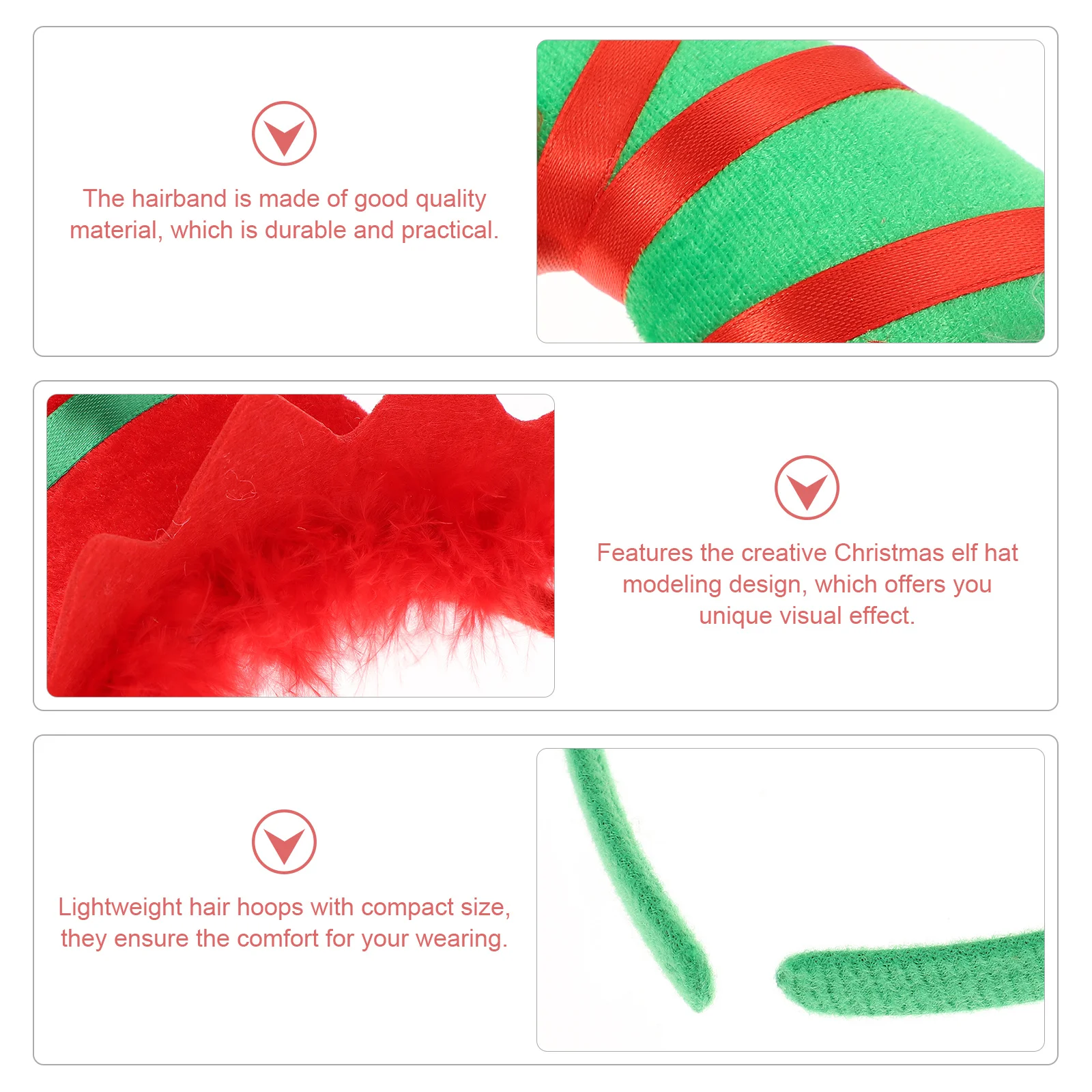 

2Pcs Xmas Hat Hair Hoops Christmas Hairbands Lightweight Creative Festival Party Carnival Costume Headdress Christmas Hairbands