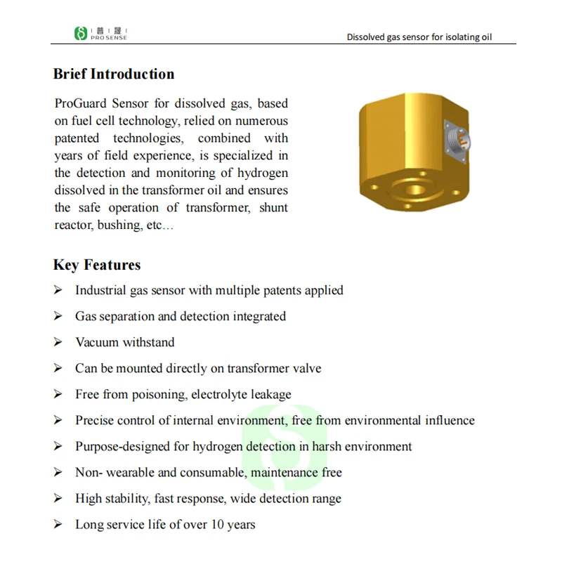 DG6001 Dissolved Gas Sensor for Isolating Oil