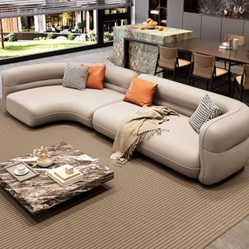 Sofás de suelo curvo para sala de estar, Puffs de salón, sofás de salón perezosos de diseño, Sillon Cama seccional minimalista, muebles de balcón