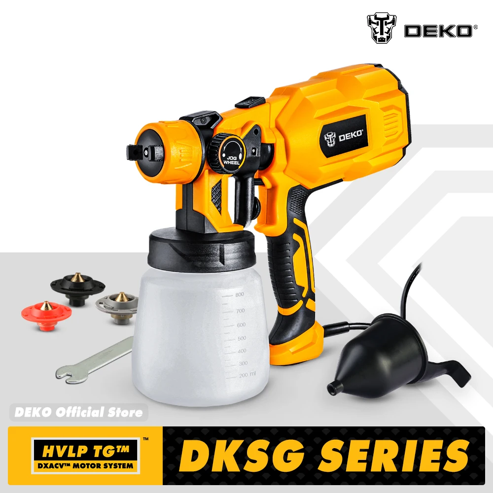 DEKO DKSG Series HVLP Spray Gun Painting Electric High Pressure Airbrush Tools Battery AC/DC Cordless Sprayer for Easy Paint