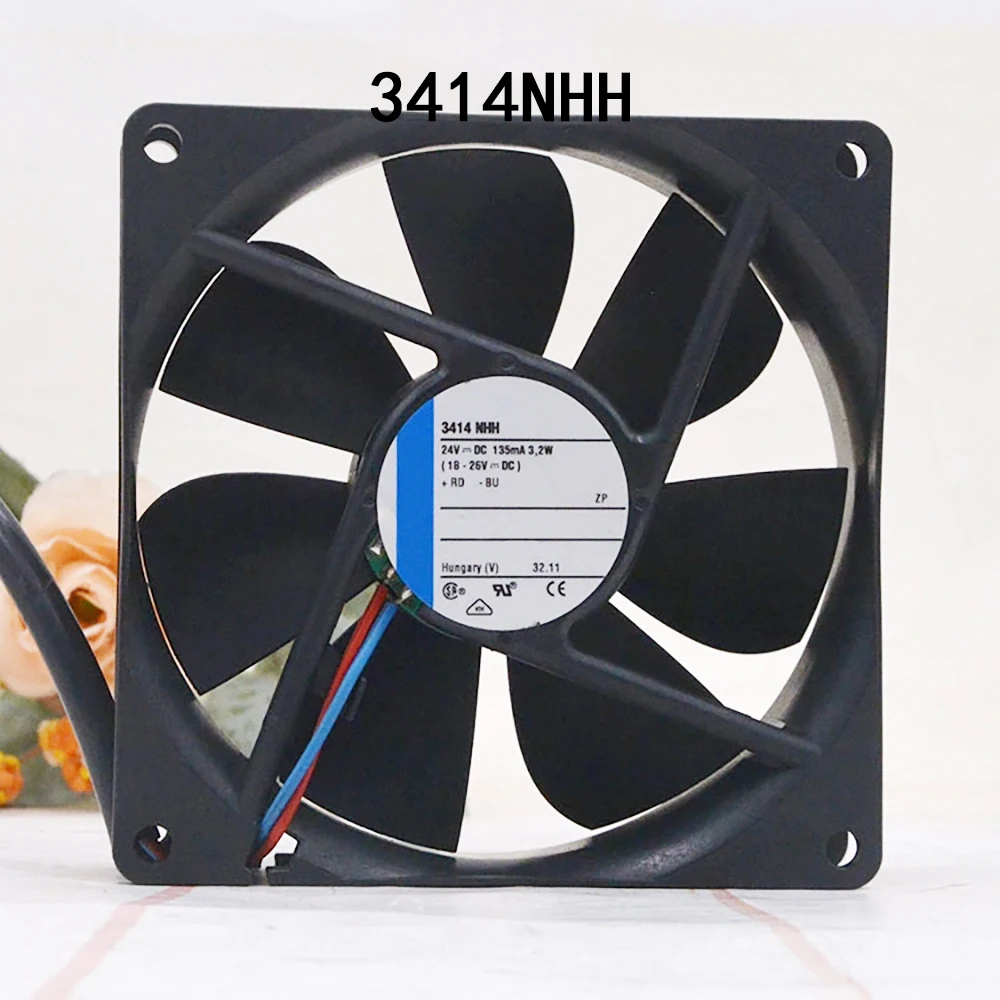 High-Airflow Axial Fan 3.2W 3414NHH 24VDC 135mA 92*92*25mm Silent Cooling Server Fan