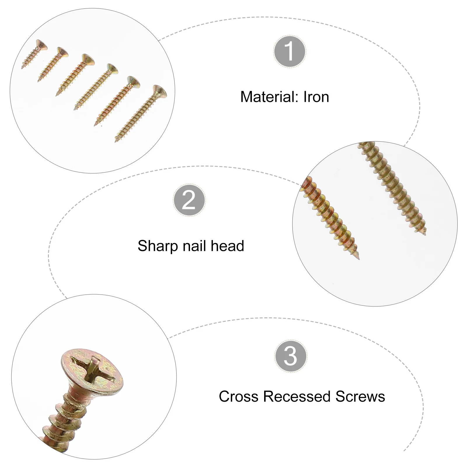 

165Pcs Woodworking Screws Self Drilling Screws Cross Recessed Set for Wooden Furniture Stair Post Guardrail Strong