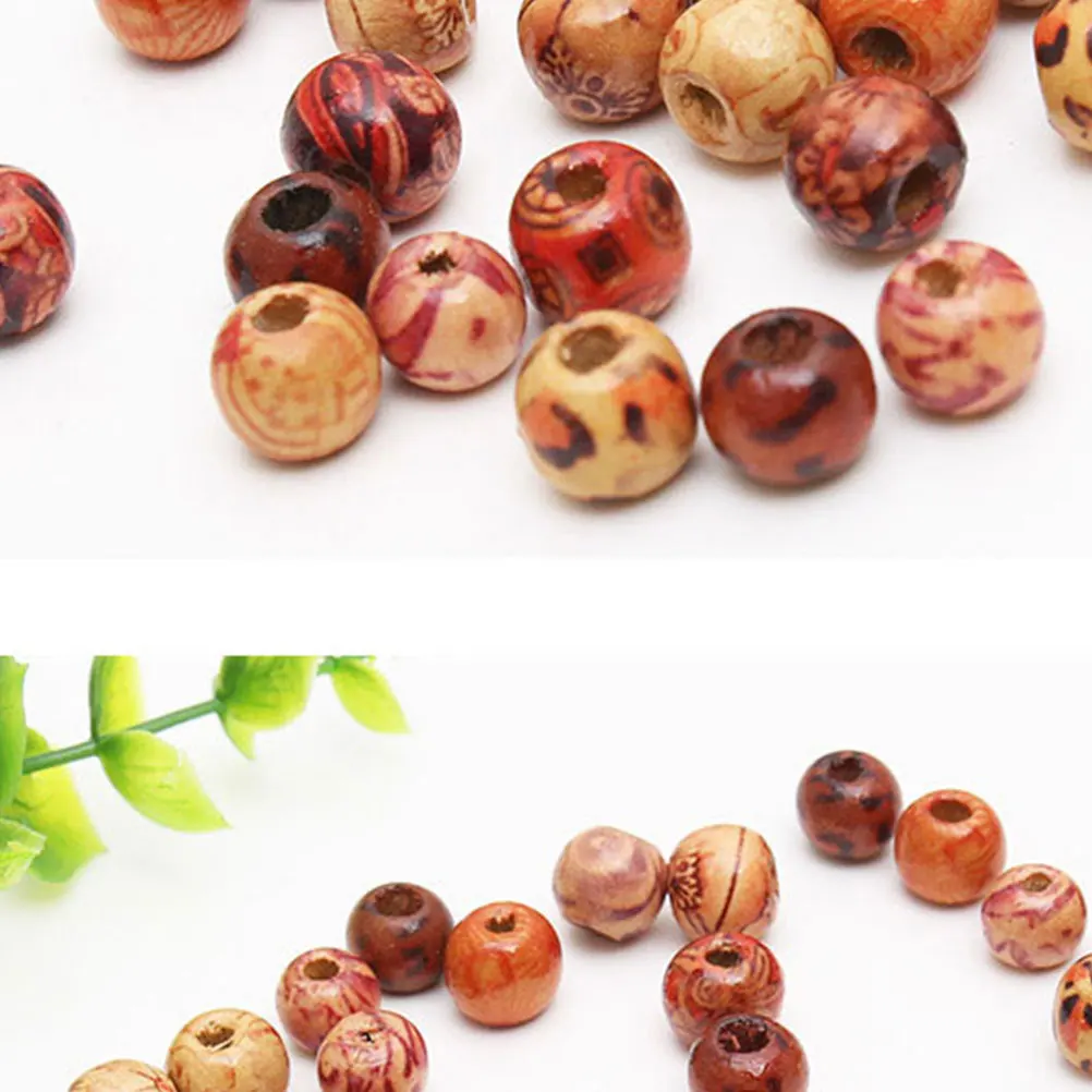 

200Pcs Painted Wooden Beads Large Hole Colored Round Beads for Jewelry Making DIY Craft Creative Bead Accessories Home