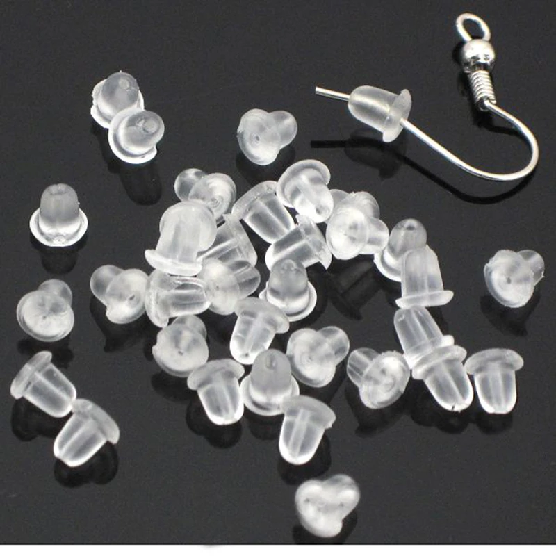 100/500/1000pcs Multiple Shapes Resin Anti Drop Overtightening Rubber Ear Buckles Transparent Anti-Blocking Anti-Slip Rear Plugs