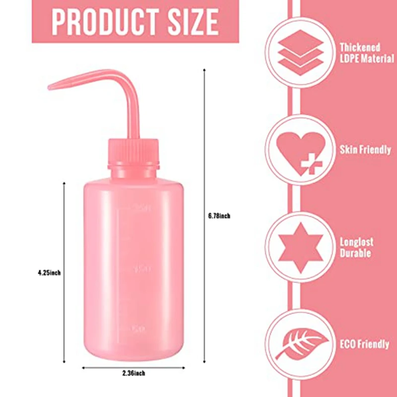 30 Pcs 250 Ml Pink Tattoo Wash Bottle Narrow Mouth Squeeze Bottles Succulent Watering Bottle Water Squirt Bottle