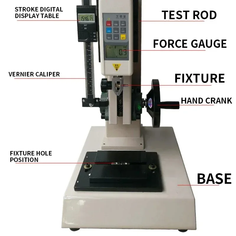 500N Digital Push-Pull Force Gauge Universal Pressure Testing Machine wi Hand-Cranked Screw Frame Test Bench for Quality Control
