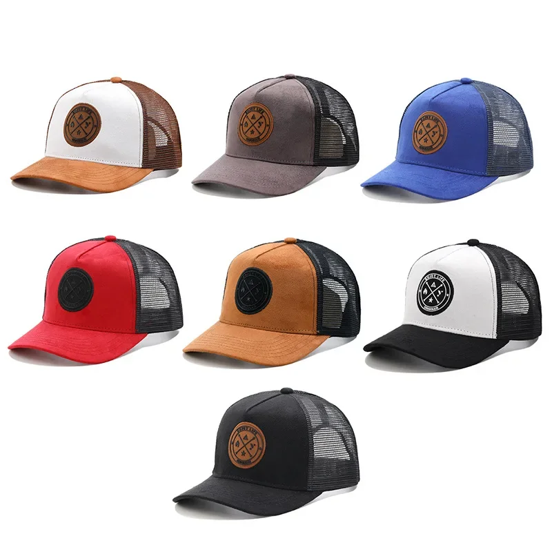 New round label letter grid baseball cap Spring and autumn outdoor men\'s and women\'s casual sunshade cap