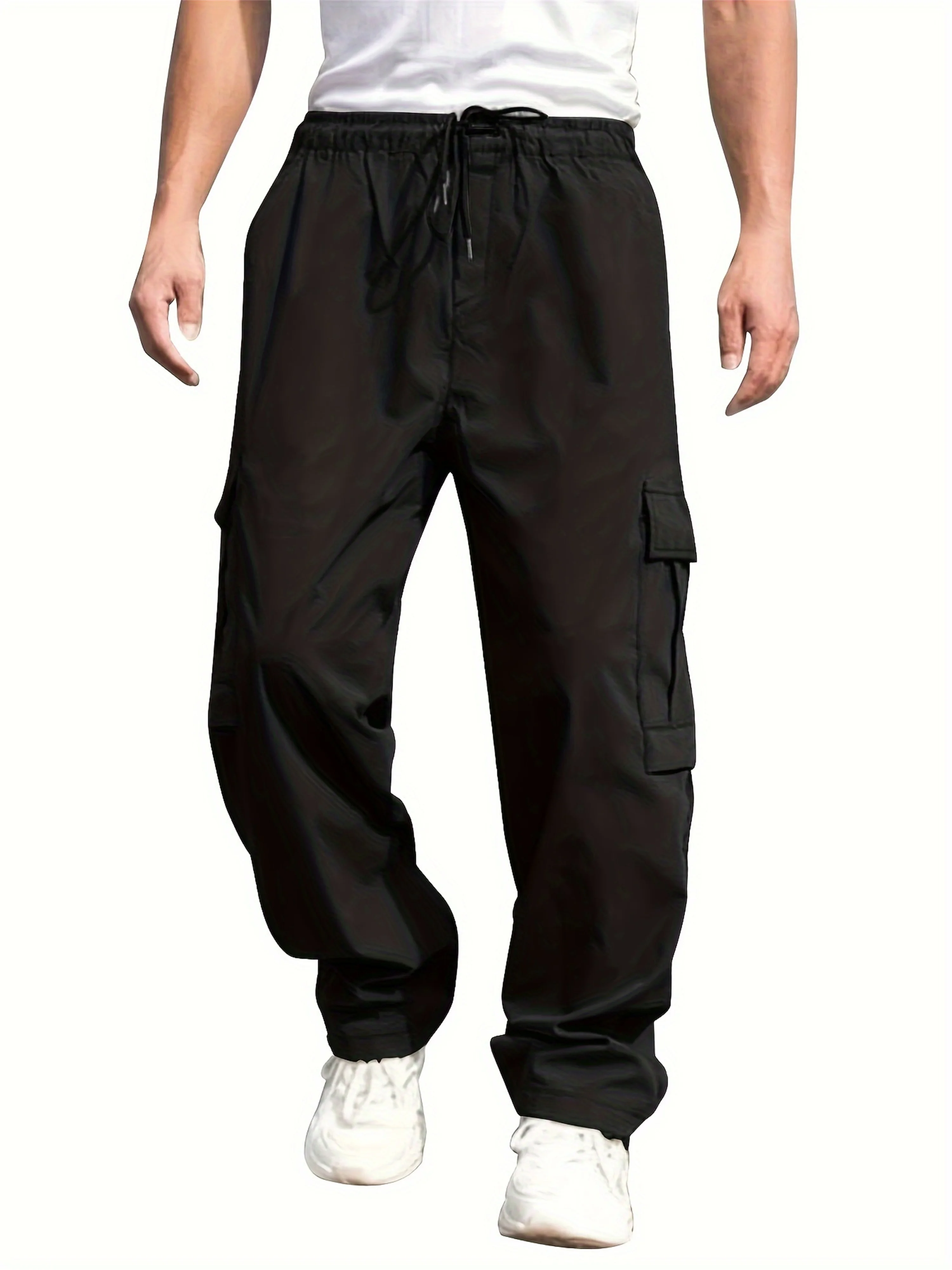 

Men's fashion retro style loose cargo pants, casual pants with multiple pockets, spring and autumn city walking, street and outd