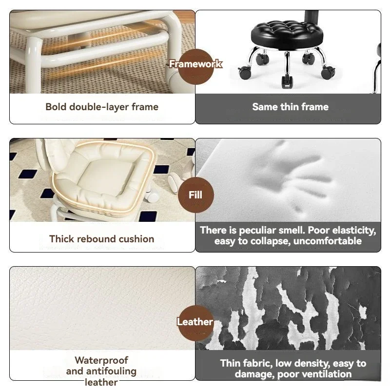 2025 الكربون الصلب البراز غرفة المعيشة المنزلية طاولة شاي البراز العالمي عجلة التعلم البراز كسول عجلة كرسي صغير الظهر