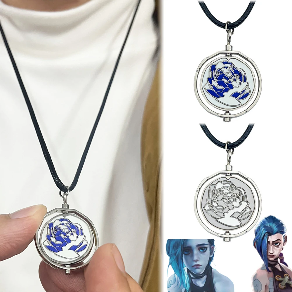 

Arcane Jinx Flower Necklace Rotatable Anime Pendant Jewelry for Women Boys Girls Fans Gifts Collection