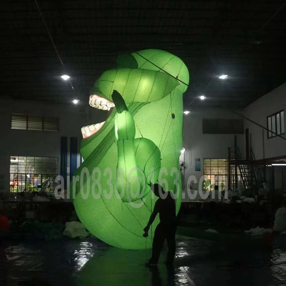 Outdoor Halloween Inflatable Slimer Ghost With Led Lights Blower Inflatable Green Monster Blow Up Devil For Festival Decoration