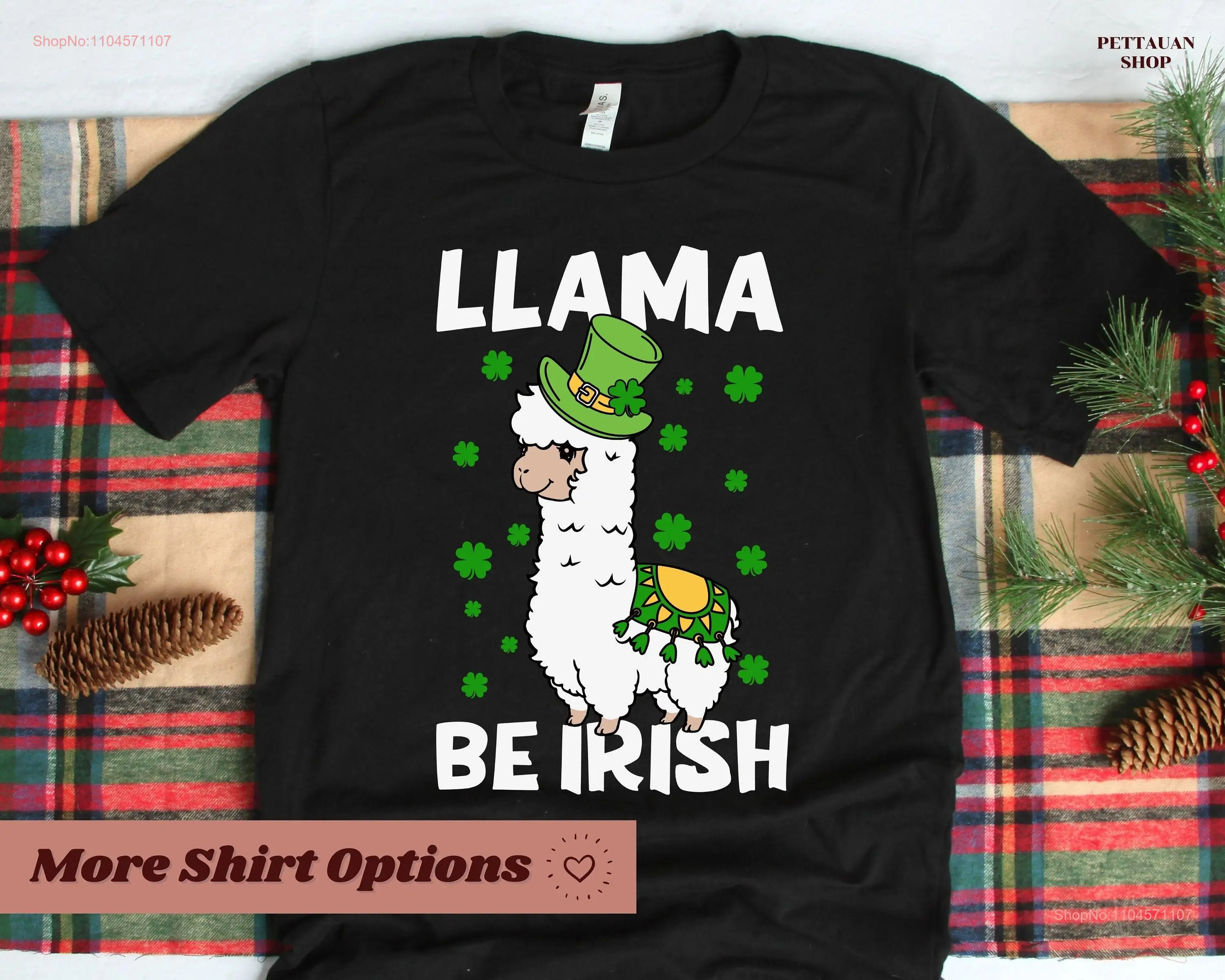 تي شيرت Llama Be Irish Shamrock St Patricks Day Good Luck SweaT s عائلة مضحكة بأكمام طويلة أو قصيرة