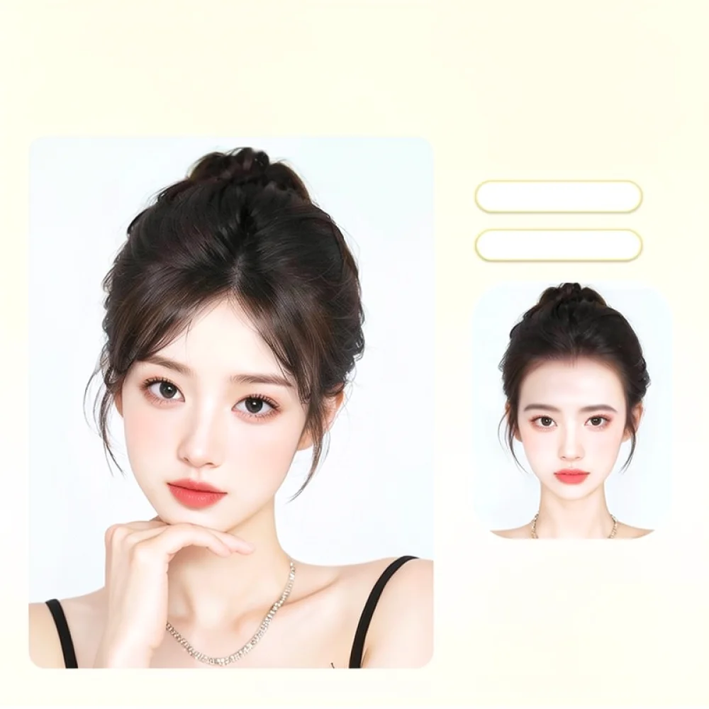Breathable Wispy Bangs Hair Extension For Liyuan Instant Volume Enhancer Synthetic Fiber Hair Patch For All Face Shapes