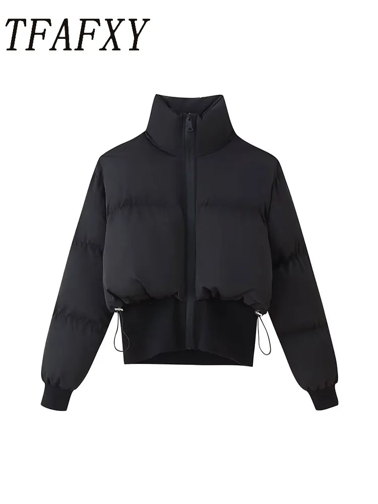 

TFAFXY женская осень-зима 2021, черная стеганая куртка, теплая утепленная куртка-парка, верхняя одежда, водолазки, куртки, одежда